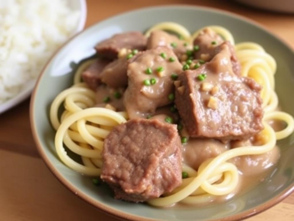 Beef Stroganoff made with beef tenderloin:фото